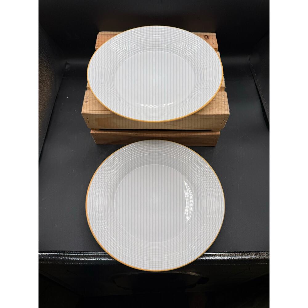 Set of 2 Tabletops Gallery Color Block Dinner Plates Yellow/White